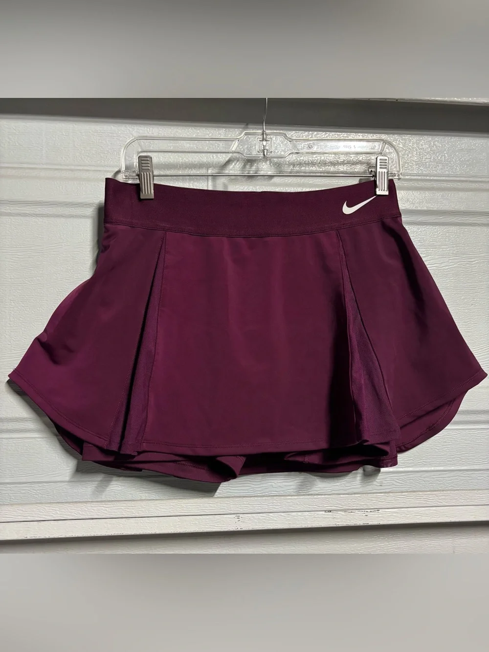 Nike Women's Plum Athletic Skater Skort with White Swoosh Accent